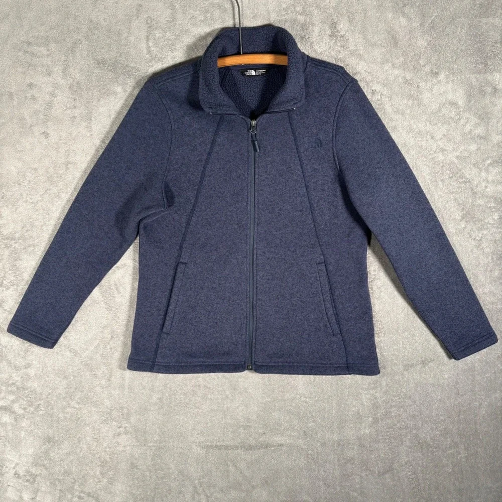 The North Face Womens XL Fleece Jacket‎ Navy Blue Full Zip Sherpa Lined Outdoor